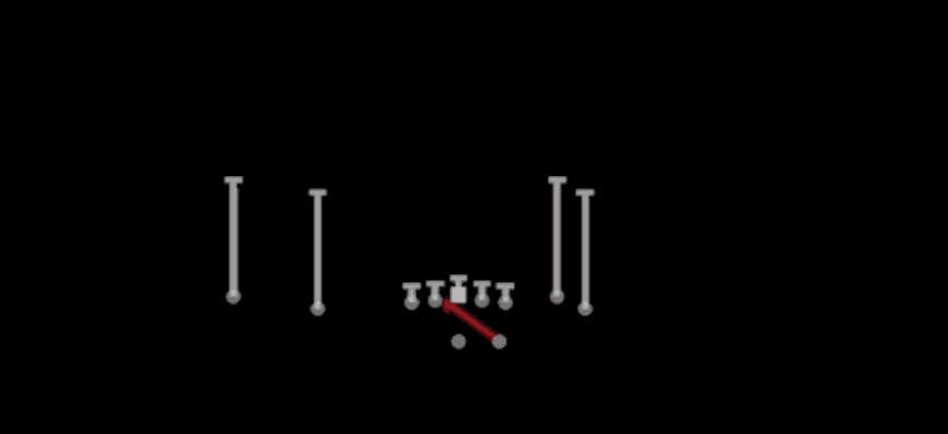 Play diagram for Inside Zone from Shotgun Flanker Close in Madden 27