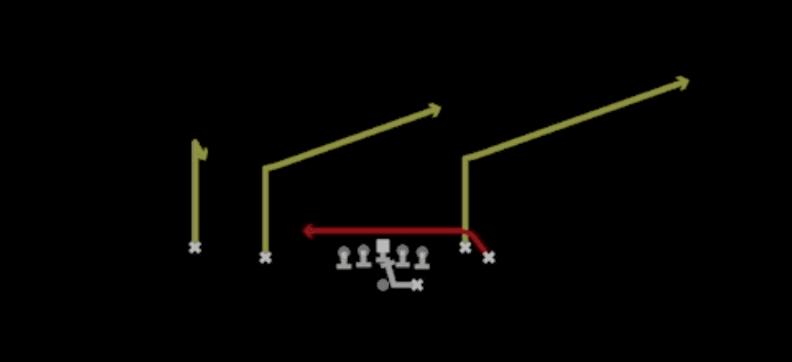 Play diagram for PA Curl Drag from Shotgun Flanker Close in Madden 27