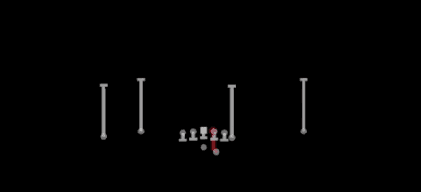 Play diagram for HB Draw from Shotgun Flex Y Off in Madden 27
