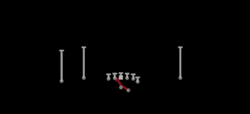 Play diagram for Inside Zone from Shotgun Flex Y Off in Madden 27