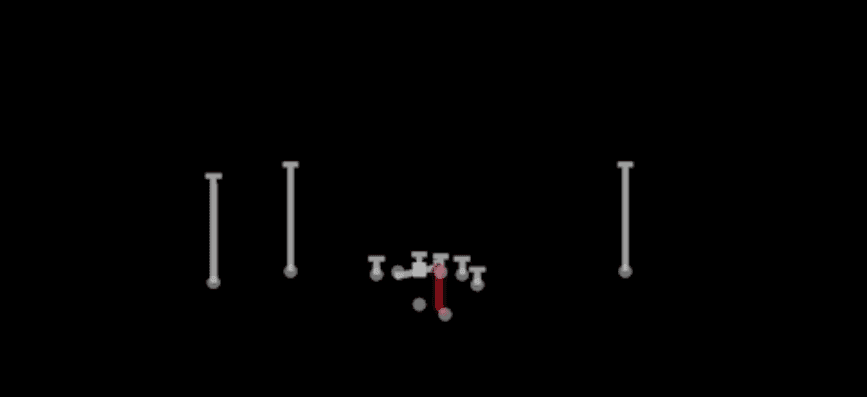Play diagram for 0 1 Trap from Shotgun Flex Y Off in Madden 27