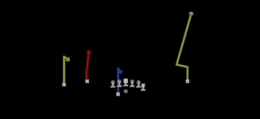 Play diagram for Sluggo Seam from Shotgun Flex Y Off Wk in Madden 27