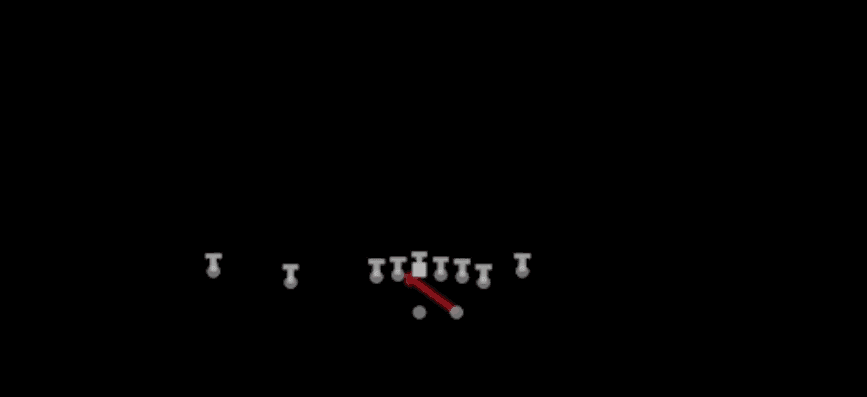 Play diagram for Inside Zone from Shotgun Gadget Backfield in Madden 27