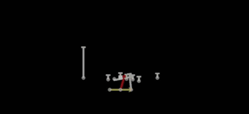 Play diagram for Y-Off Power Read from Shotgun Gadget Package in Madden 27