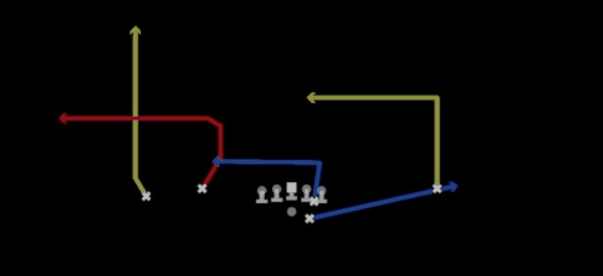 Play diagram for Slot Out from Shotgun Normal Flex Wing in Madden 27