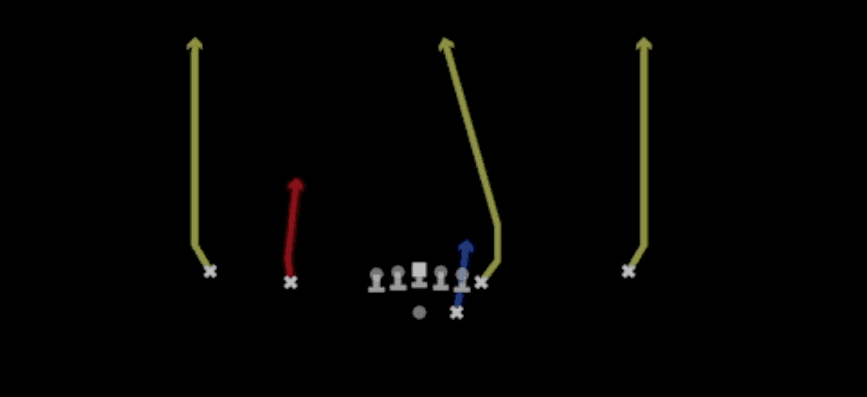 Play diagram for Four Verticals from Shotgun Normal Y Off in Madden 27