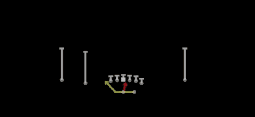 Play diagram for Midline Read Option from Shotgun Normal Y Off in Madden 27