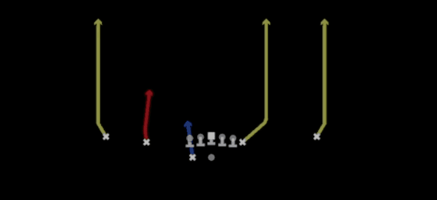 Play diagram for Four Verticals from Shotgun Normal Y Off Wk in Madden 27