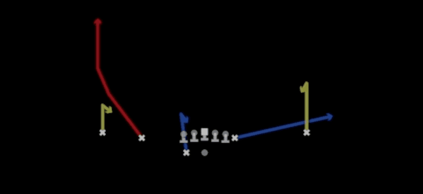 Play diagram for Slot Fade from Shotgun Normal Y Off Wk in Madden 27