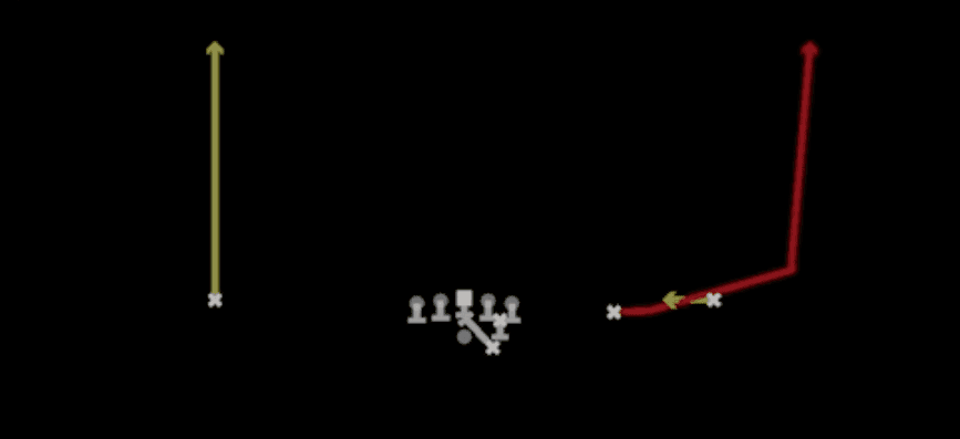 Play diagram for Fake Screen Wheel from Shotgun Slot Right in Madden 27