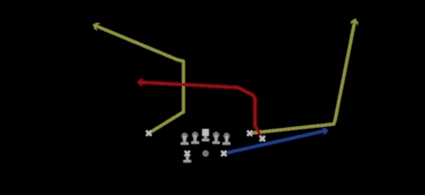 Play diagram for Clearout Crosser from Shotgun Split Close in Madden 27