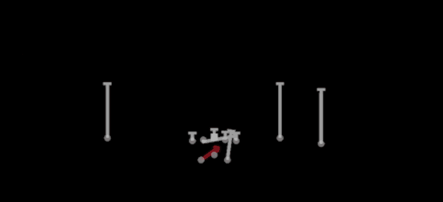 Play diagram for HB Power O from Shotgun Split Offset in Madden 27