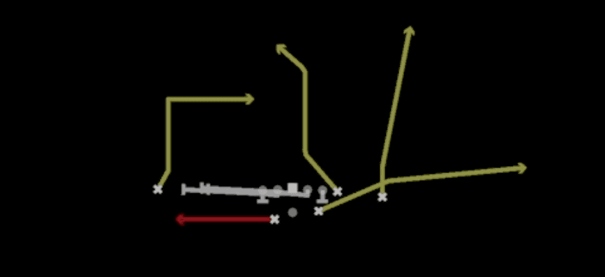 Play diagram for HB Slip Screen from Shotgun Split Pro Offset Wk in Madden 27