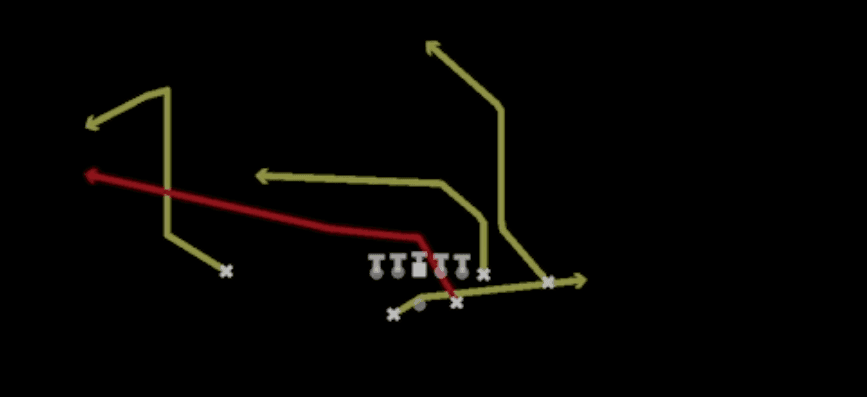 Play diagram for PA F Slide from Shotgun Split Pro Offset Wk in Madden 27