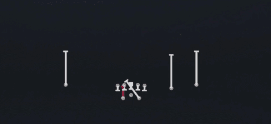 Play diagram for HB Draw from Shotgun Split Slot Offset in Madden 27