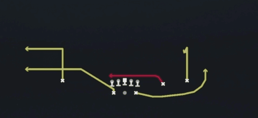 Play diagram for 46 Y Cross from Shotgun Split Slot Open in Madden 27