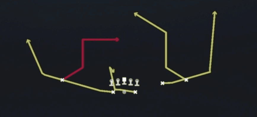 Play diagram for PA Wheel Switch from Shotgun Split Slot Open in Madden 27