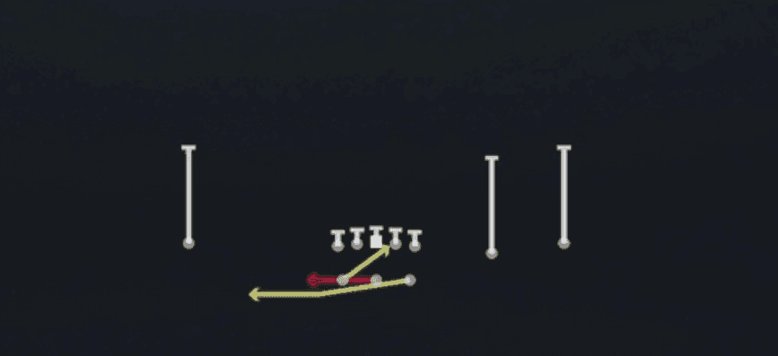 Play diagram for Triple Option Lt from Shotgun Split Slot Open in Madden 27
