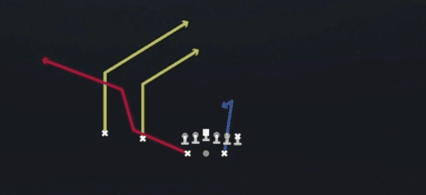 Play diagram for Redzone HB Corner from Shotgun Split Twins in Madden 27