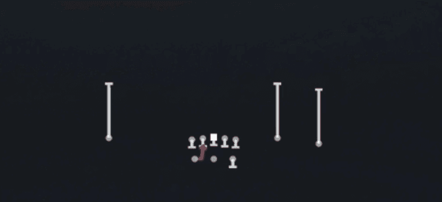 Play diagram for HB Draw from Shotgun Split Y-Flex in Madden 27