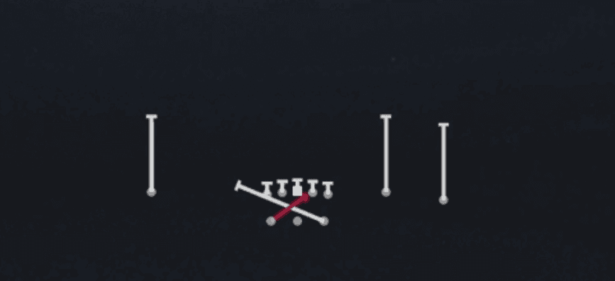 Play diagram for Inside Zone Split from Shotgun Split Y-Flex in Madden 27