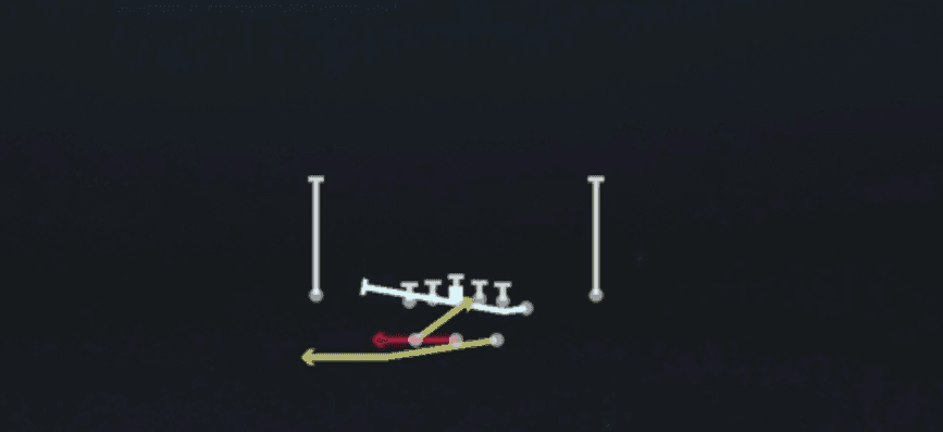 Play diagram for Mtn Triple Option Lt from Shotgun Split Y Off in Madden 27