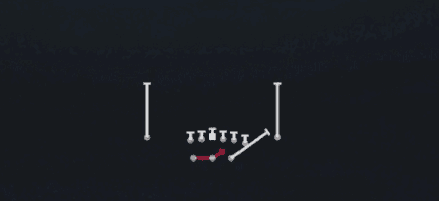 Play diagram for Outside Zone from Shotgun Split Y Off in Madden 27
