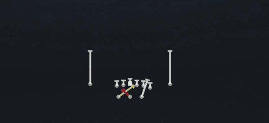 Play diagram for Read Option from Shotgun Split Y Off in Madden 27