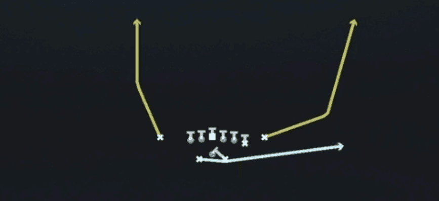 Play diagram for Mtn PA HB Swing from Shotgun Split Y Off Close in Madden 27