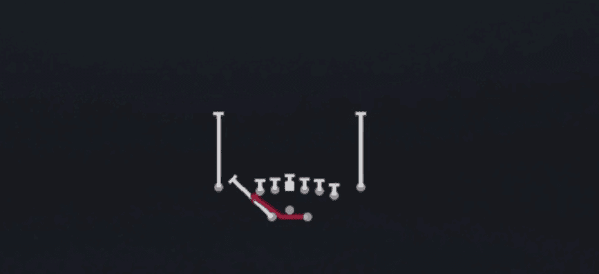 Play diagram for Outside Zone Lt from Shotgun Split Y Off Close in Madden 27