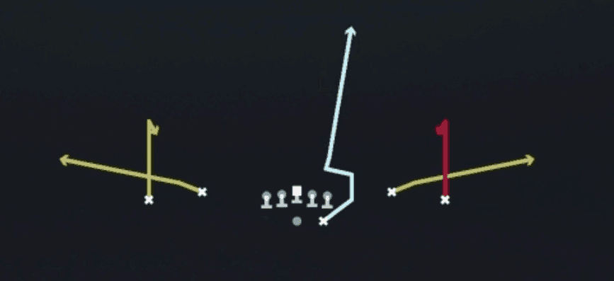 Play diagram for Mtn Curls H-Sluggo from Shotgun Spread Dbl Flex in Madden 27