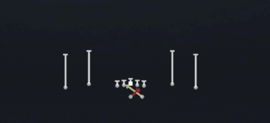 Play diagram for Read Option from Shotgun Spread Dbl Flex in Madden 27