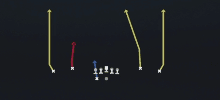 Play diagram for Four Verticals from Shotgun Spread Dbl Flex Wk in Madden 27