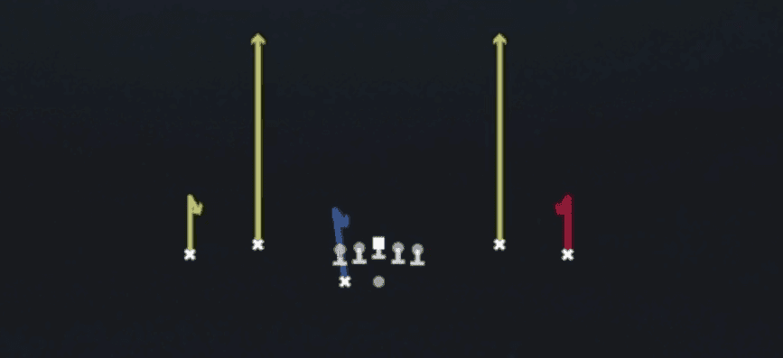 Play diagram for Hitch Seam from Shotgun Spread Dbl Flex Wk in Madden 27