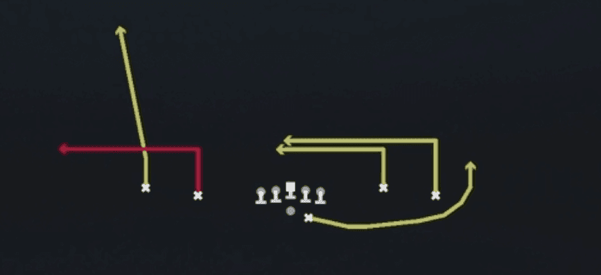 Play diagram for 617 from Shotgun Spread Flex in Madden 27