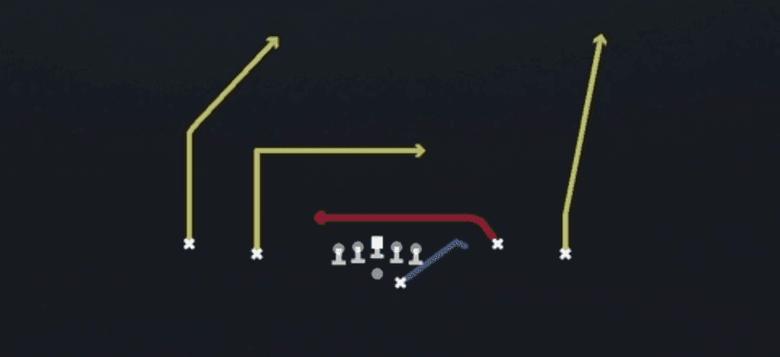 Play diagram for Y Shallow Cross from Shotgun Spread Flex in Madden 27
