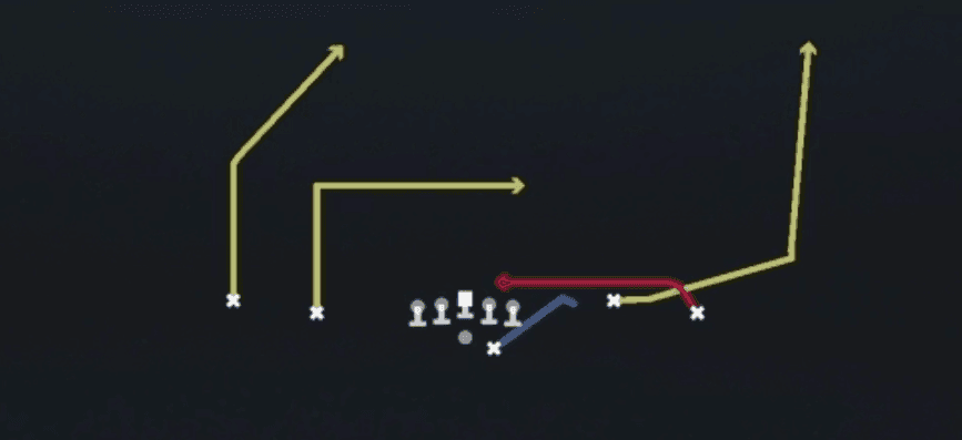 Play diagram for Z Shallow Cross from Shotgun Spread Flex in Madden 27