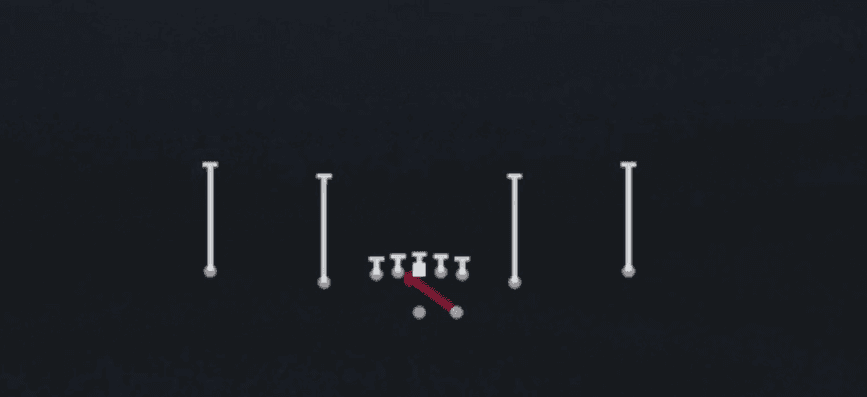 Play diagram for Inside Zone from Shotgun Spread Slots Close in Madden 27