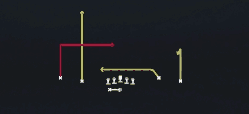 Play diagram for PA Dagger from Shotgun Spread Y-Flex Wk in Madden 27