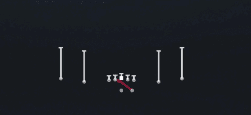Play diagram for Inside Zone from Shotgun Spread Y-Slot in Madden 27