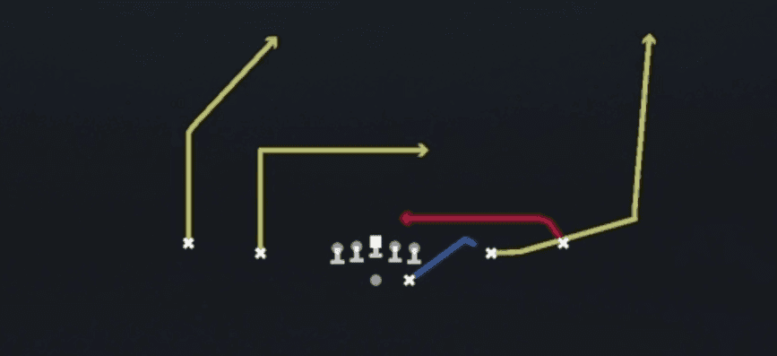 Play diagram for Mills Z Shallow from Shotgun Spread Y-Slot in Madden 27
