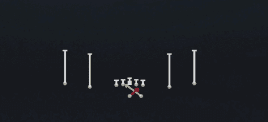 Play diagram for Read Option from Shotgun Spread Y-Slot in Madden 27