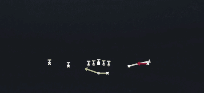Play diagram for RPO Read Screen from Shotgun Spread Y-Slot in Madden 27