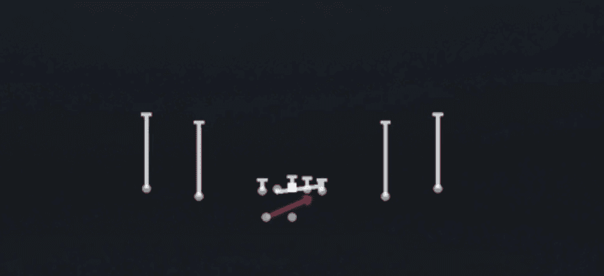 Play diagram for HB Base from Shotgun Spread Y-Slot Wk in Madden 27