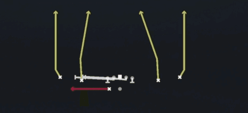 Play diagram for HB Slip Screen from Shotgun Spread Y-Slot Wk in Madden 27