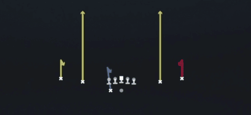 Play diagram for Hitch Seam from Shotgun Spread Y-Slot Wk in Madden 27