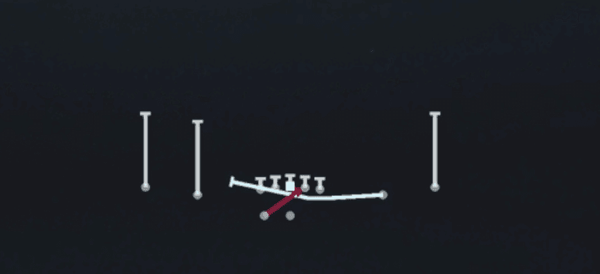 Play diagram for Mtn Inside Zone Split from Shotgun Spread Y-Slot Wk in Madden 27