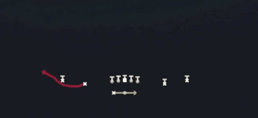 Play diagram for RPO Read Bubble from Shotgun Spread Y-Slot Wk in Madden 27