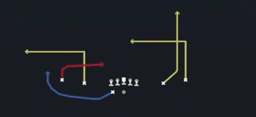 Play diagram for WR Under from Shotgun Spread Y-Slot Wk in Madden 27