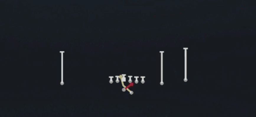 Play diagram for Read Option from Shotgun Tackle Over in Madden 27